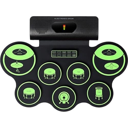 Portable Electronic Drum Set Digital Roll-Up Contact Sensitive Practice Drum Kit 7 Drum Pads for Kids Children Beginners