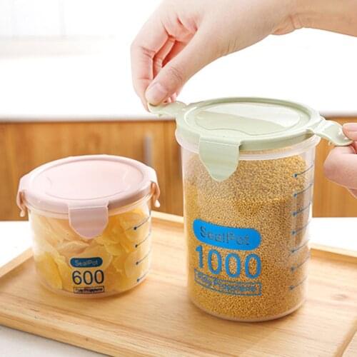Practical Household Transparent Plastic Storage Jars Food Storage Bottle Safe Non-Toxic Leakproof Sealed Kitchen Storage Box