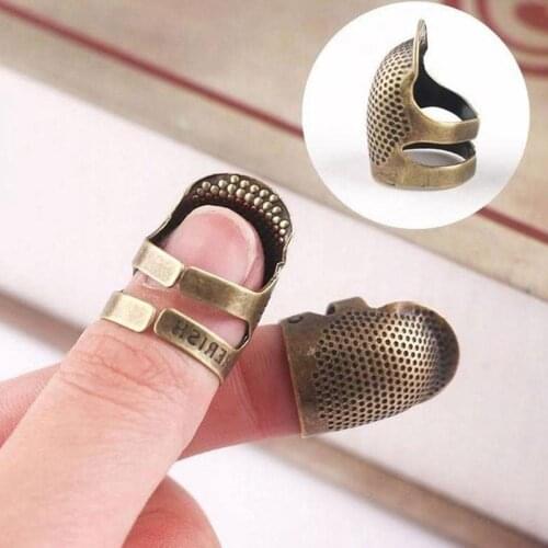 Pulaqi Retro Metal Brass Needlework Thimble Sewing Tools Handworking Sewing Thimble Finger Protector Useful Accessories DIY
