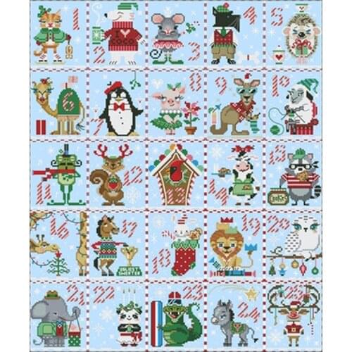 11/14/16/18/22/25/28ct Christmas countdown calendar patterns Counted Cross Stitch Cross Stitch Kit Embroidery Needlework Sets
