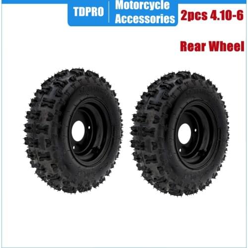 2pcs 4.10/3.50-6 Rear Wheels Knobby Tire Tyre + Rim for Mini Go Kart ATV Quad Lawn Mower Snowblower Scooter Tires