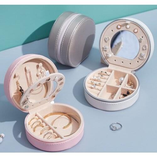 VoltaBox 2021 New Round Jewelry Box Earrings Creative Multi Layer Portable Jewelry Storage Box Necklace Ring Jewelry Box