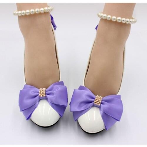 Purple butterfly-knot party wedding shoes woman handmade NQ178 beading ankle strap sweet ladie girls party dinner ceremony shoe