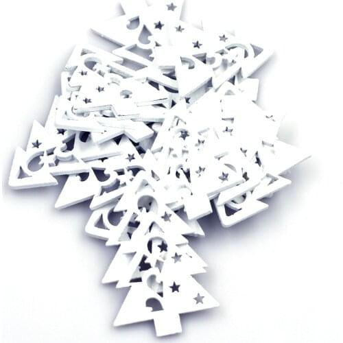 50Pcs Embelishment Christmas Tree Wooden Star Hollow Scrapbooking Decorative For Craft DIY Finding 34x29mm(1 3/8" x1 1/8")