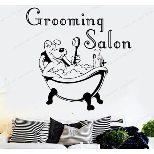 Grooming Salon Vinyl wall Sticker Dog Grooming Wall Decal Puppy Pet Shop decor removable wall art mural HJ759