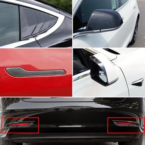 For Tesla Model 3 2017-2020 Auto Exterior Part Modify Carbon Fiber Color Change Door Handle Fog Light Mirror Window Cover Trim