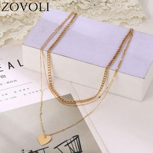 ZOVOLI Chain Love Heart Pendant Necklaces For Women Minimalist Layered Necklaces Fashion Jewelry Gift 2020