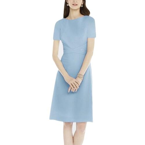 Womens Dress Fashion Sexy Womens Fashion Round Neck Solid Color Short Sleeve Dress Dress Party Dress B173