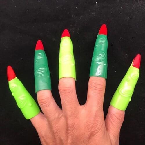 10pcs/lot Halloween Finger Zombie Witch Costume Cosplay Party Supplies Props Luminous Fake Fingers Witch Nail Set Cover