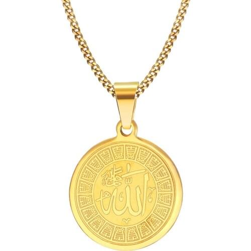 29MM Stainless Steel Mantra Round Pendant Gold Religious Pendant N00590