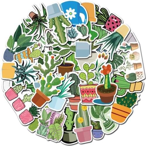 45pcs Cartoon Waterproof Mixed Plant Irregular Stickers DIY Luggage Water Bottle Notebook Graffiti Decoration Stickers