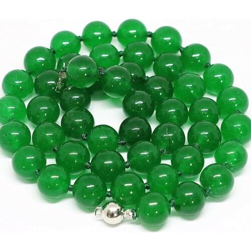 5 style necklace for women natural stone dyed green chalcedony jades faceted round beads chain choler jewelry 18inch B648