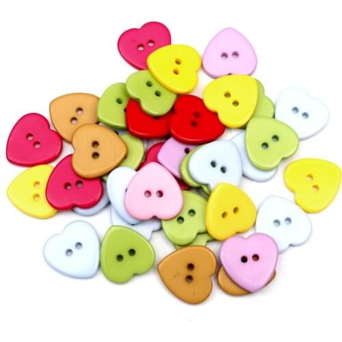50Pcs Mixed Heart Resin Shape Apparel Sewing Buttons For Kids Clothes Scrapbooking Decorative Handicraft DIY Accessories