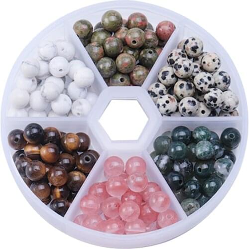 6mm natural stone watermelon crystal white pine 6 round box bulk beads Natural stone beads DIY boxed beads jewelry