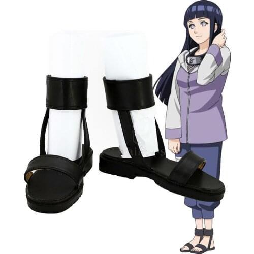 Anime Hyuga Hinata Cosplay Shoes Unisex Black Fancy Sandal Custom-made for size 34-46 halloween party shoes