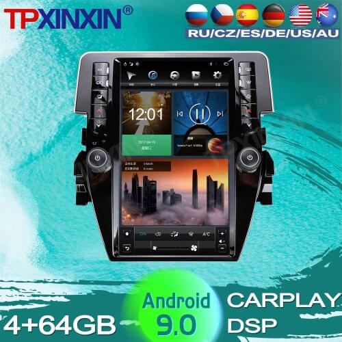 128G For Honda Civic 2016 2017 2018 2019 Android Tesla Car Radio Tape Recorder video Multimedia Player GPS Navigation Big Screen