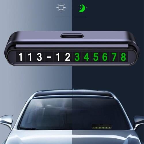 Car Luminous Temporary Parking Card Automotive Hidden Digital Phone Number Plate Stickers Night Light Car Park Stop Accessories