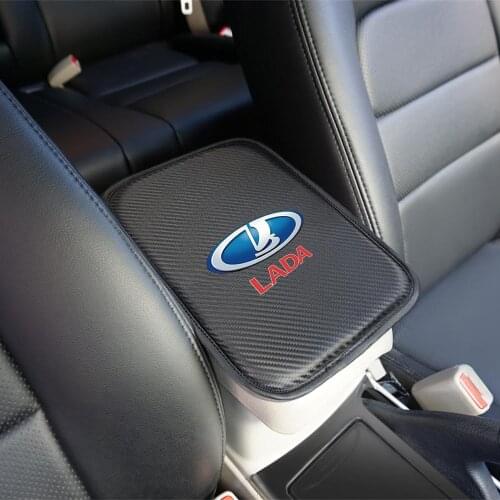 VEHICAR Car Armrest Pad LADA Car Hand Armrest Cover Carbon Fiber Leather Decoration Cushion Dust-proof Auto Decoration Universal