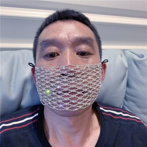 Shiny Rhinestone Face Mask Decoration for Women Bling Elastic Crystal Cover Face Jewelry Cosplay Decor Party Gift 2020 New