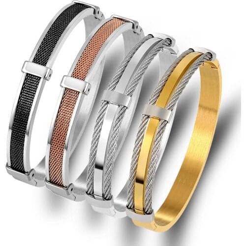 Stainless Steel Black Steel Mesh Bracelets & Bangles for Women Men Cable Wire Bracelets Punk Jewelry Matel Rock Jewelry