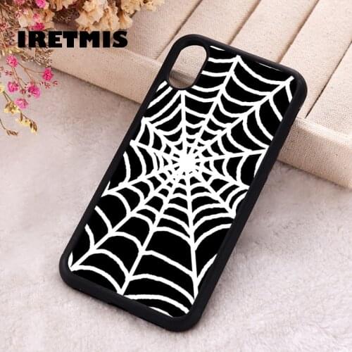 Iretmis 5 5S SE 2020 Phone Cover Case for iPhone 6 6S 7 8 Plus X Xs XR 11 12 Mini Pro Max Silicone Black And White Spider Web