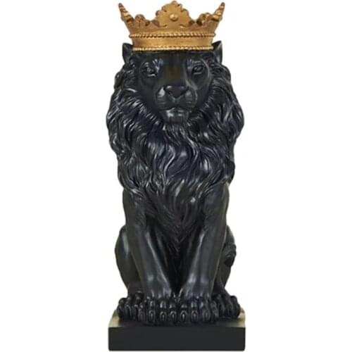 Black crown lion statue handicraft decorations christmas decorations for home sculpture escultura home decoration accessories