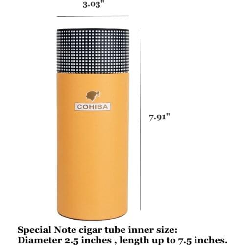 COHIBA Travel Cigar Case Cigar Tube Mini Humidor Inside with Long Humidifier Hygrometer