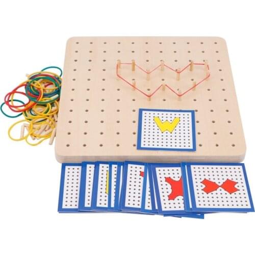 Baby Toy Montessori Creative Graphics Rubber Tie Nail Boards with Cards Childhood Education Preschool Kids Brinquedos Juguetes