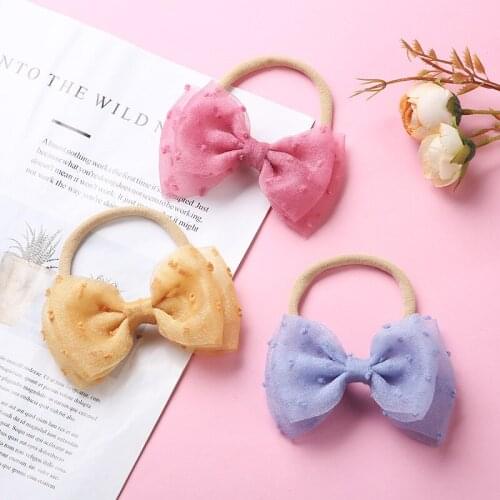 Baby Headband Mesh Girls Bows Headbands For Children Nylon Hairbands Soft Infant Spring Summer Hair Accessories 17 Colors