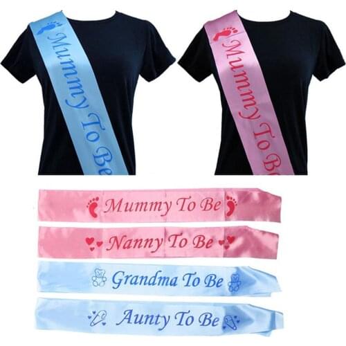 Baby Shower Sash Party Decoration Mom To Be/Grandma/Auntie/Nanny/Big Sister Sash Satin With Glitter Baby Shower Party Supplies