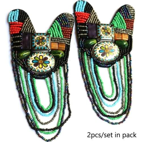 2pcs/set folk tassel Beaded epaulette for clothes Punk Coat Suit DIY Fashion Tassel Badge Epaulets Shoulder Patches appliques
