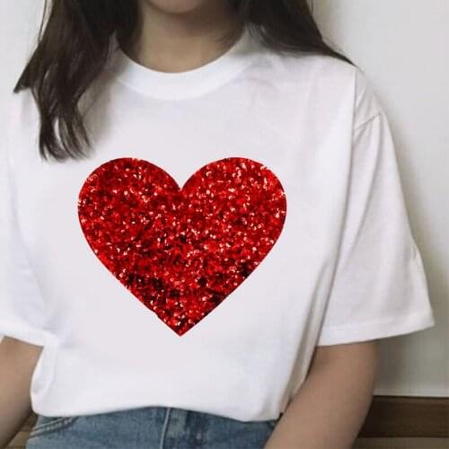 Summer new Funny Love T-shirt printed chic Harajuku Neck Casual retro top womens fashion T-shirt