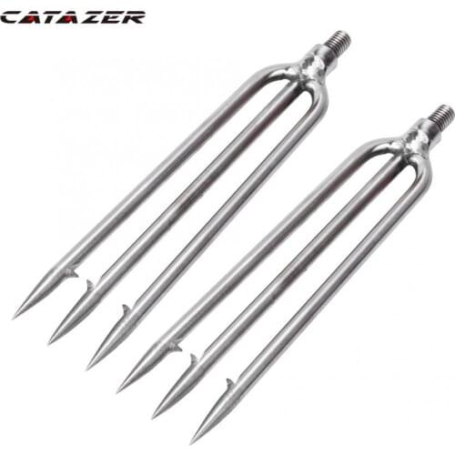 2Pcs 3 Prongs Fishing Harpoon Stainless Steel Fishing Spear Head With Hook Barbed Harpoon Sharp Fish Fork Spearhead Fishing Tool