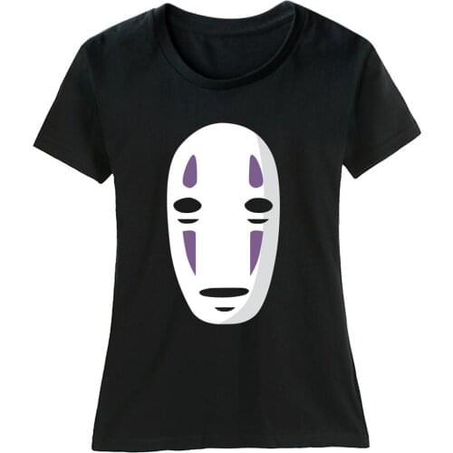 Cotton Girl Woman Short Sleeve T Shirt Faceless No face Man Spirited Away Mysterious Ghost White Mask Summer ZIIART