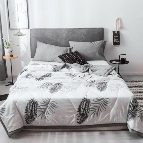 17 Colors Brief WhiteSummer Quilts Grey Leaves Pattern Cool Air Conditioner Blankets Queen Full Twin Size Aircondition Sheet