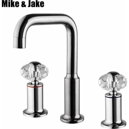 Bathroom faucet double handl chrome basin mixer crystal handle tap Bathroom tap Bathroom Basin Mixer Tap with Hot and Cold Water