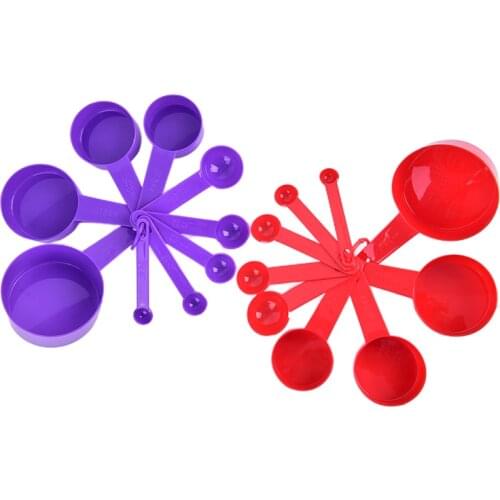 Silicone Handle Kitchen Measuring Tool 6/9pcs/lot Measuring Cups And Measuring Spoon Scoop Blue/red/pink/purple