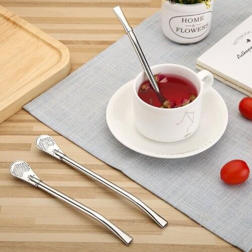 Stainless Steel Drinking Straw Spoon Tea Filter Tea Straws Tea Infuser Strainer Reusable Teaware Tools Kitchen Bar Accessories