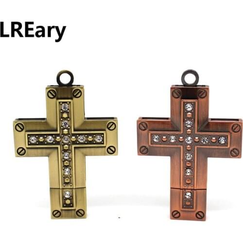 Metal Cross 8GB 16GB 4GB PenDrive Gift Pen Drive USB Flash Drive USB Disk Thumb Drive 32GB Memory Stick Copper