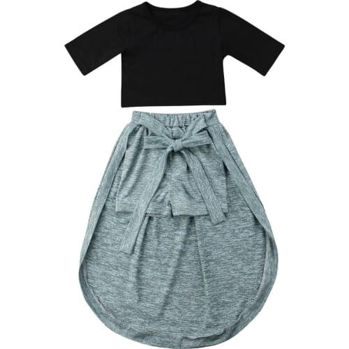 New Fashion Kids Baby Girls Exposed Navel Tops And Short Pants Bow-knot Dress Outfits Clothes Features Stylish