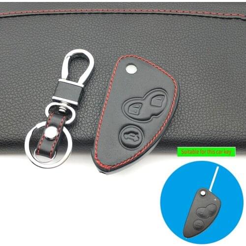 Genuine Leather Car Key Cover Fob Case For Alfa Romeo 147 156 166 GT JTD TS Remote Flip Car Key Jacket Wallet Bag Car Styling