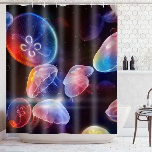 Ocean Jellyfish Shower Curtain Polyester Waterproof Curtains Bathroom Chinese Style Koi Bath Screens Shower Curtains Bathroom