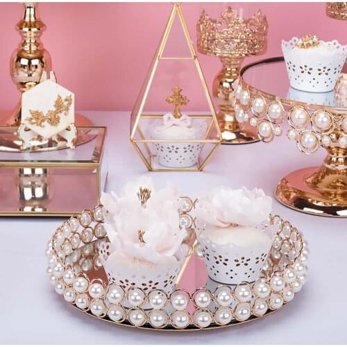 Nordic Storage Tray Rose Gold Round Metal Makeup Organizer Tray Dessert Plate Jewelry Display Home Kitchen Decor Cosmetic Storag