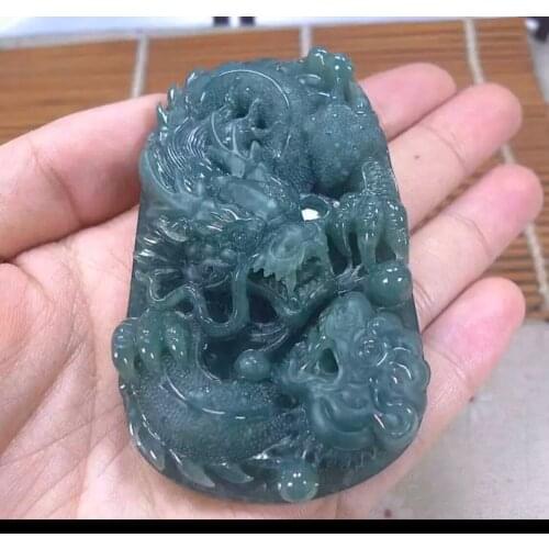 High Quality Burma jadeite Dragon Tiger Pendant Amulet exquisite Hanging ornament