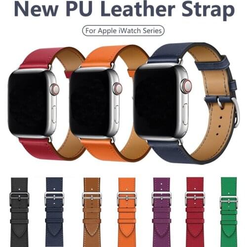 High quality PU Leather loop Bracelet Belt Band For Apple Watch 6 SE 4 5 40MM 44MM Strap For iWatch 3 2 1 38MM 42MM PU Wristband