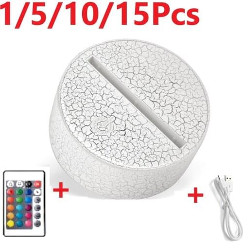 1/5/10/15PC USB Cable Touch 3D LED Light Holder Lamp Base Night Light Replacement 7 Color Colorful Light Base Table Decor Holder