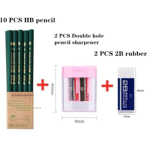 Pencil Sharpener, Eraser, Hb / 2B Pencil School Office Stationery Set Test Drawing Special Wooden Wood