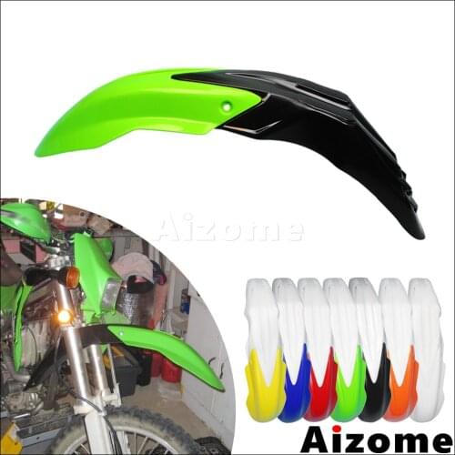 Universal Dirt Bike Plastic Front Mudguard Green Black Front Fender For Kawasaki KLR KLX KX 250 450 650 Motorcycle Mud Guard