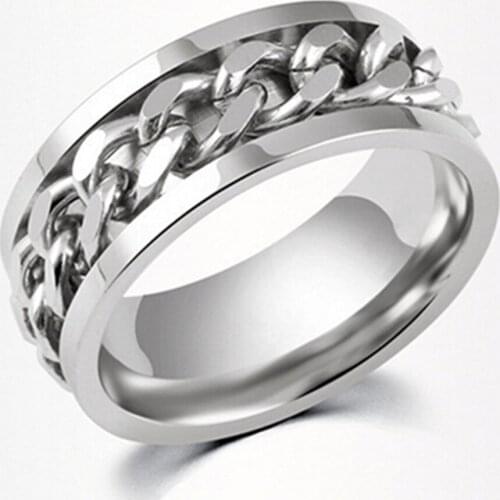 Titanium Steel Rotatable Chain Rings for Women Men Spinner Ring Multifunctional Chain Ring Men Bottle Opener Ring opener