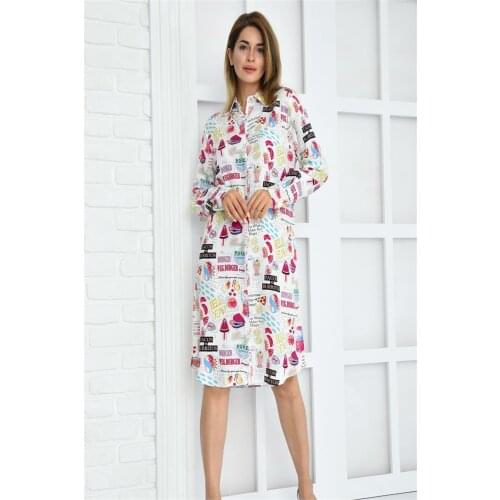 Diaves Women Cotton Multi-Color Mixed Pattern Printed Summer Shirt Dress